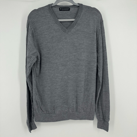 Hart Schaffner Marx Mens M Wool Sweater V-Neck Grey Minimalist Neutral - Picture 11 of 11